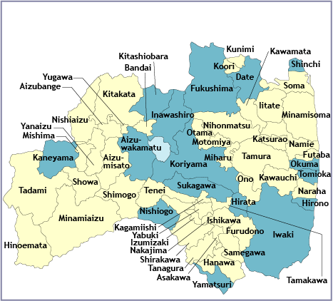 Bản đồ tỉnh Fukushima